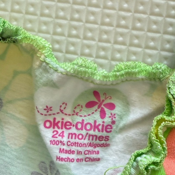 Okie Dokie|Baby girl vibrant green Floral Tank Top and Navy Shorts Set•••Cotton - Picture 4 of 5